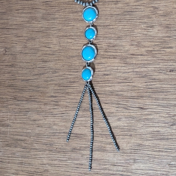 Turquoise and Silver Beaded Necklace - Picture 3 of 4